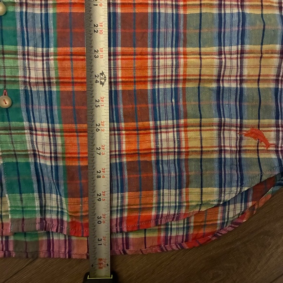 Tommy Bahama Colorful Plaid Button Down Shirt, linen , XL - Picture 7 of 7